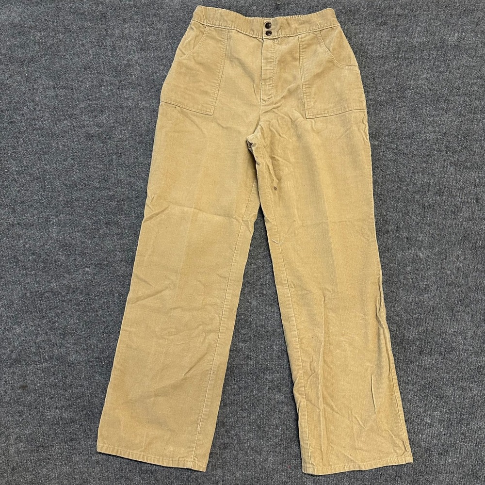 Sears Corduroy Pants Womens Size 16 Beige High Waisted Straight Leg Vintage Tan